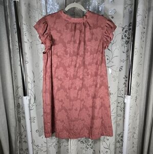 Voy Deep Rose Ruffle A-Line Dress Size Medium, Floral‎ Mini Dress Feminine